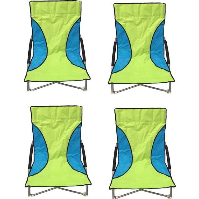 4 Green Nalu Folding Low Seat Beach Chair Camping Chairs