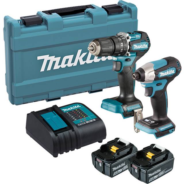 Makita DLX2414ST LXT 18V Combi Drill & Impact Driver Twin Pack (2 × 5.0Ah Batteries)