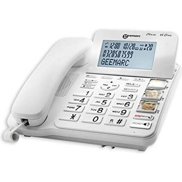 CL595 - Amplified Corded Telephone with Answering Machine, Talking Keypad, Large Buttons and SOS Function for Seniors - Medium to Severe Hearing Loss