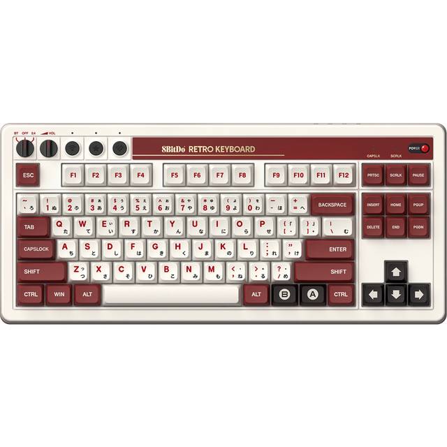 8BitDo Retro Mechanical Keyboard, Bluetooth/2.4G/USB-C Hot Swappable Gaming Keyboard with 87 Keys, Dual Super Programmable Buttons for Windows and Android - Fami Edition - QWERTY English Keyboard