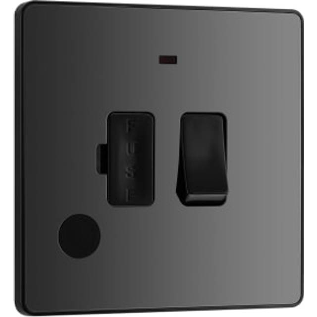 BG Evolve Black Chrome Switched 13A Fused Spur Unit With Power LED Indicator And Flex Outlet - PCDBC52B