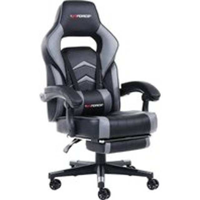 Gtforce Turbo Reclining Sports Racing Gaming Office Desk Pc Car Faux Leather Chair (grey), Grey