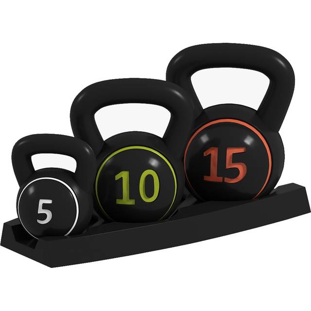 SPORTNOW Set of Three Kettlebell Weights with Storage Tray - 2.2kg - 4.5kg - 6.8kg | TJ Hughes Brown