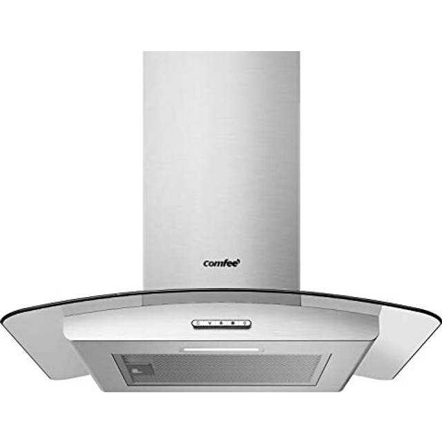 Chimney Cooker Hood 60cm GLAV17SS60 with LED Light Glass Extractor Hoods 600mm Kitchen Extractor Fan Stainless Steel