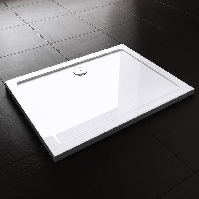 Durovin Bathrooms Shower Tray-Light Sturdy Acrylic-Glossy White Finish-Rectangular-1100 x 800mm