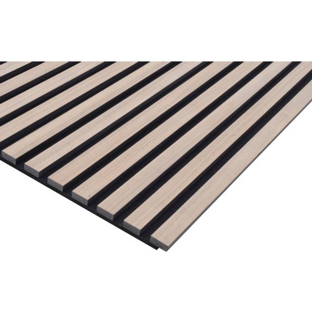 Acoustic Slat Wall Walnut Veneer Wood Panel - 19 x 573 x 2400mm - Natural
