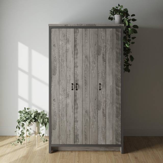 GFW Boston 3 Door Grey Wardrobe