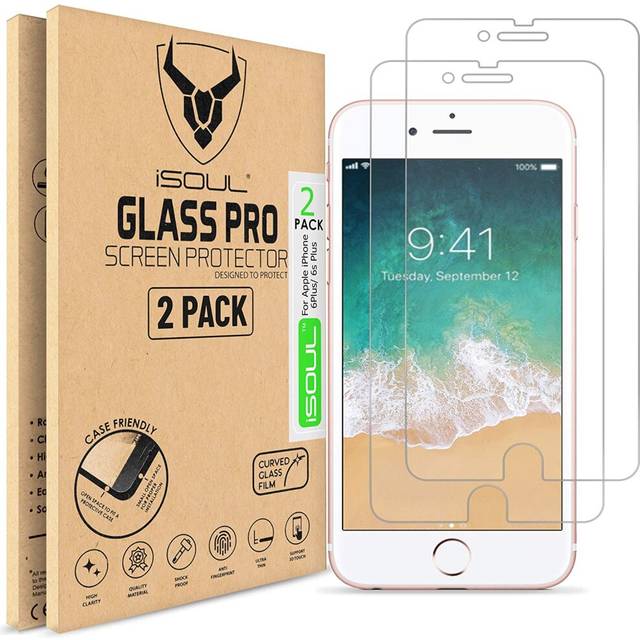 "[2 Pack] Screen Protector for Apple iPhone 6 Plus/6s Plus/7 Plus/8 Plus Tempered Glass Film 9h HD iSOUL, 0.26mm Premium Shatterproof Protectors 5.5"""