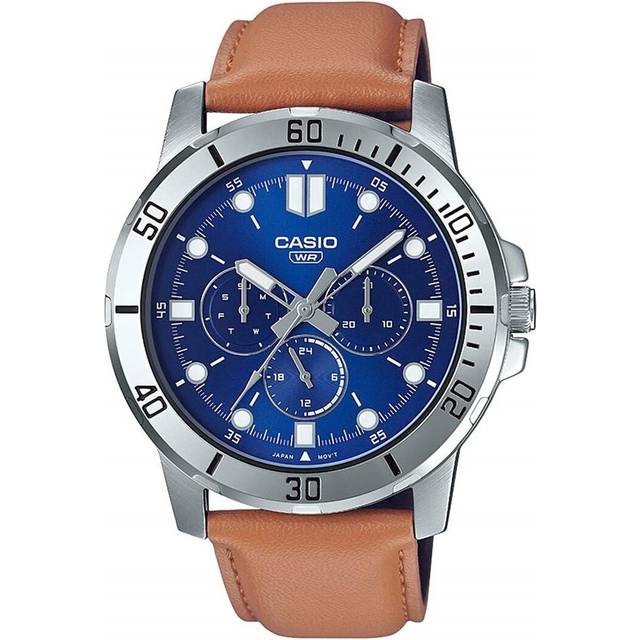 Casio MTP-VD300L-2EUDF Men's Analog Watch – Blue Dial, Leather Strap