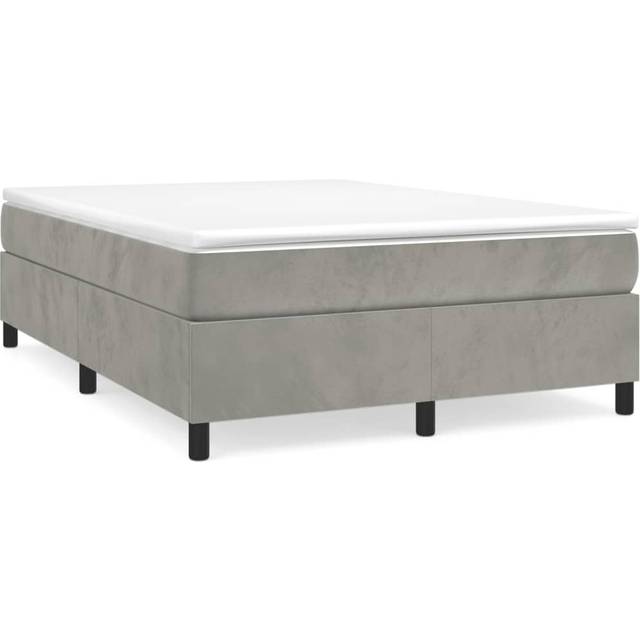 Ramsäng med madrass ljusgrå 140x190 cm sammet