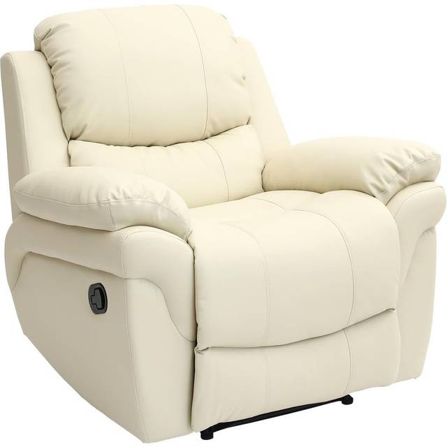 Madison Real Leather Recliner Armchair - Cream, Cream