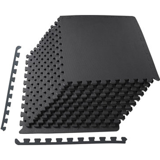 BalanceFrom Interlocking Puzzle Exercise Mat EVA Foam 1/2 thick 48 sq ft - Black