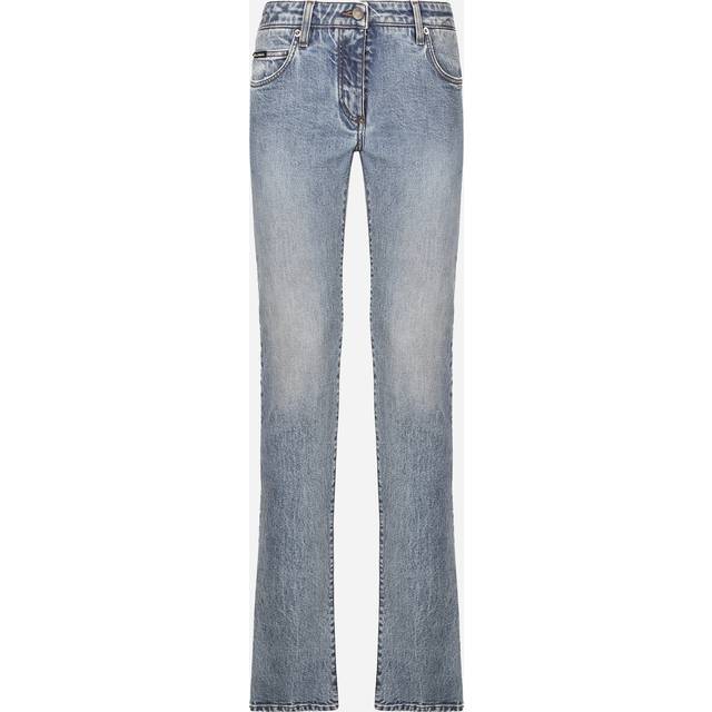 Dolce & Gabbana-Logo Plaque Jeans Celeste-Donna - Light Blue - 42IT