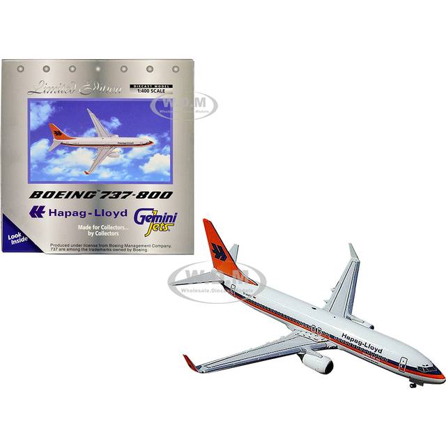 Boeing 737-800 Commercial Aircraft "Hapag-Lloyd" White with Orange and Blue Stripes 1/400 Diecast Model Airplane by GeminiJets