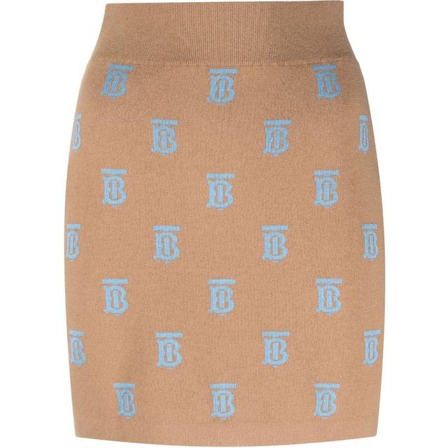 Monogram Wool Silk Blend Jacquard Mini Skirt - ブラウン (XS)