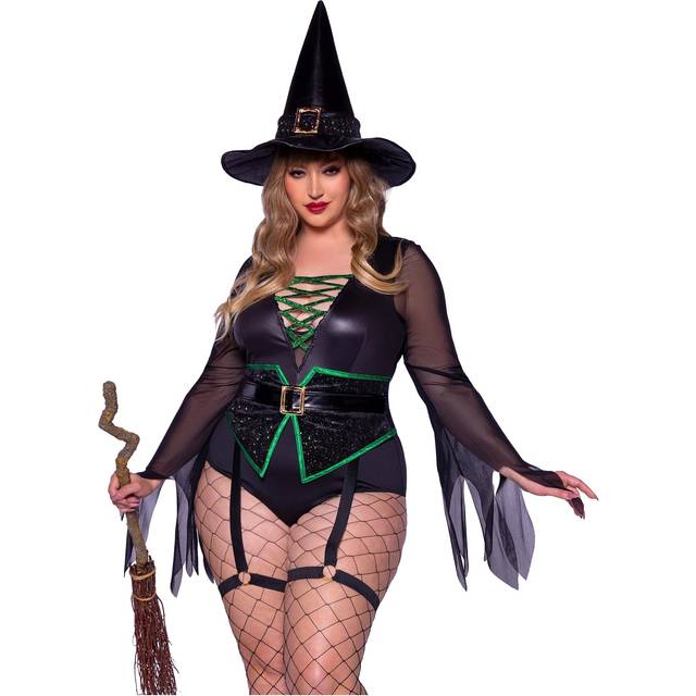 Sexy Plus Size Women's Envious Witch Costume - Green&#47;Black (3X/4X)