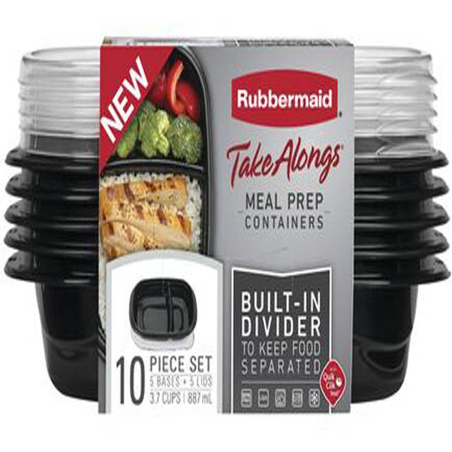 Rubbermaid Take Alongs 3.7 Cups Black Food Container and Lid 5 pk - To