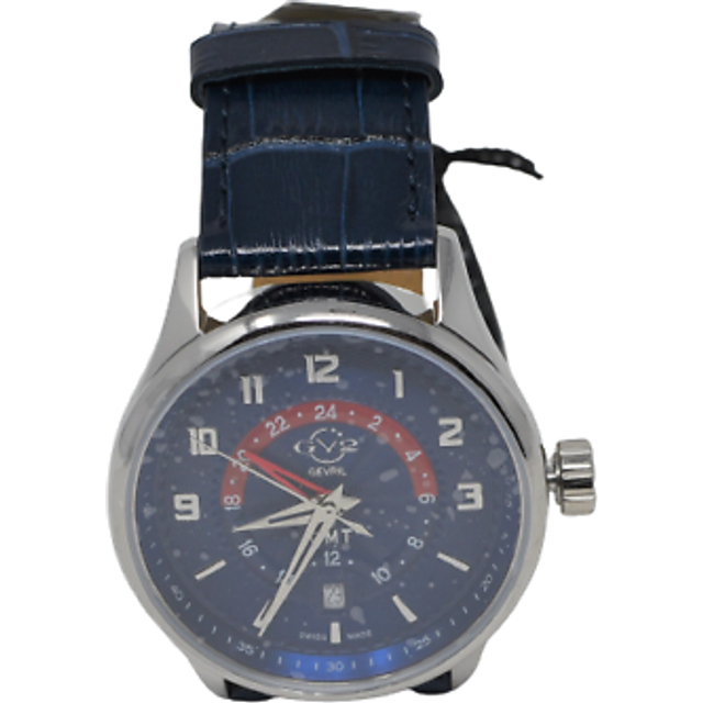 Gevril GV2 Mens Giromondo Blue Dial Calfskin Leather Watch - One Size
