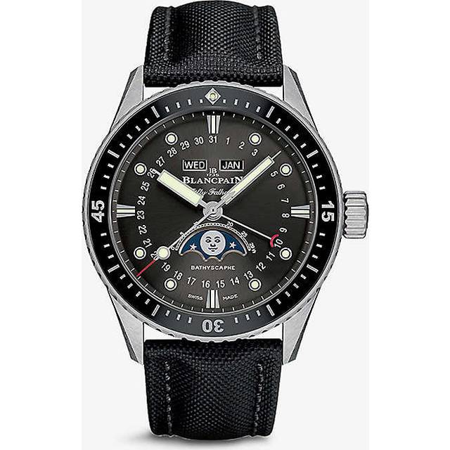 Blancpain Mens Black 5054 1110 B52a Fifty Fathoms Stainless-steel and Canvas Automatic Watch 43mm - BLACK