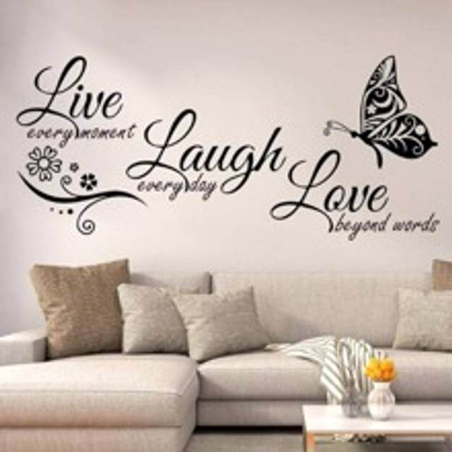 SHEIN 1pc Butterfly & Slogan Graphic Wall Sticker, Black PVC Self Adhesive Wall Art Decal, For Home Decor, Stickers, Wall Decal, Vinly Decal For Home Decora