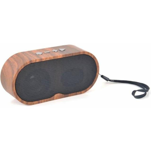 Liten Portabel Bluetooth Högtalare i Mörkt Trä