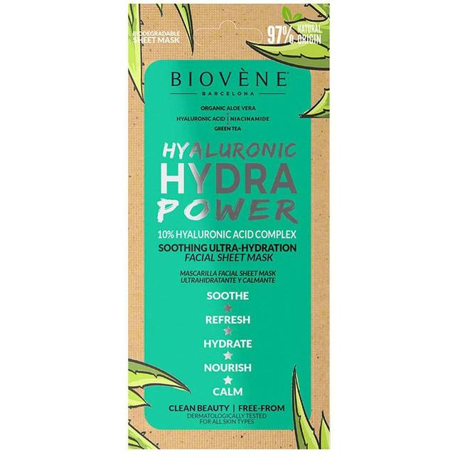 Biovène Hyaluronic Hydra Power Ultra-Hydration Organic Aloe Vera Biodegradable Sheet Mask 20ml