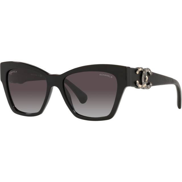 Chanel Womens Black Cat Eye Sunglasses 5.4cm - BLACK