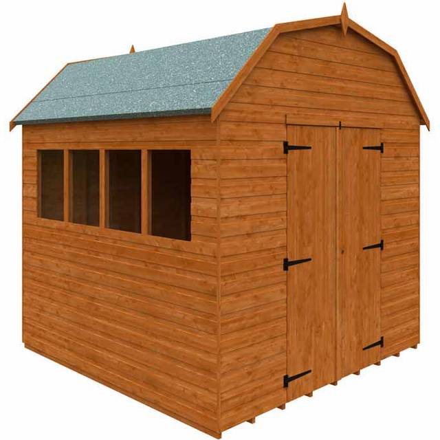 8 x 8 Feet Barn 12mm Shed - Solid Wood/Softwood/Pine - L235 x W235 x H261.3 cm - Burnt Orange