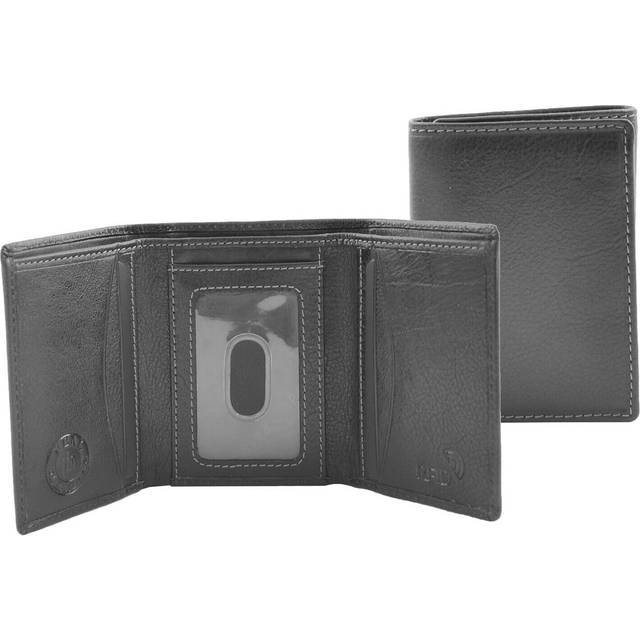 Mens Brown Leather Trifold Wallet RFID Blocking ID Credit Cards Banknotes Boxed A60