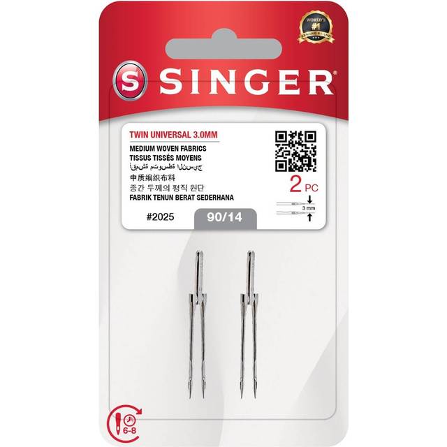 Singer domestic sewing machine twin universal needles 3.0mm-size 90/14-pack of 2