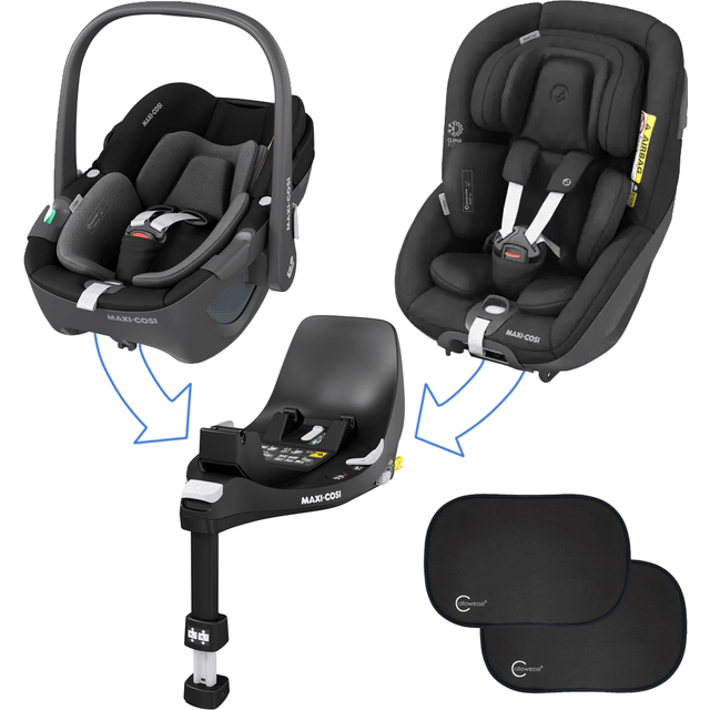 Maxi Cosi Family 360 Car Seat Bundle - 0+/1 Including Isofix Base + FREE Car Seat Sun Shades
