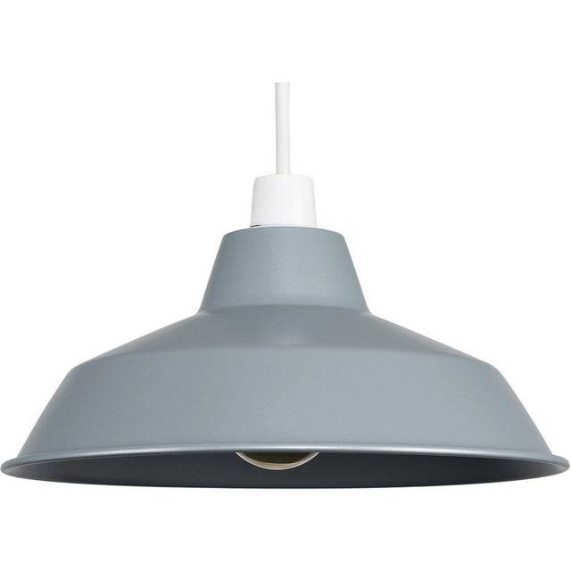 Colby Retro Style Gloss Grey Metal Reflector Ceiling Pendant Light Shade