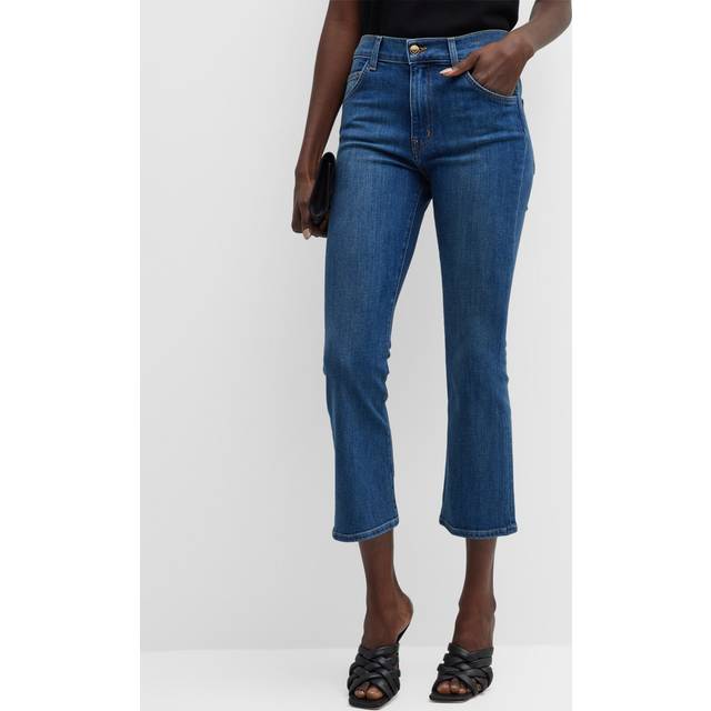 Cropped Stretch Denim Flare Jeans - Blue - 4