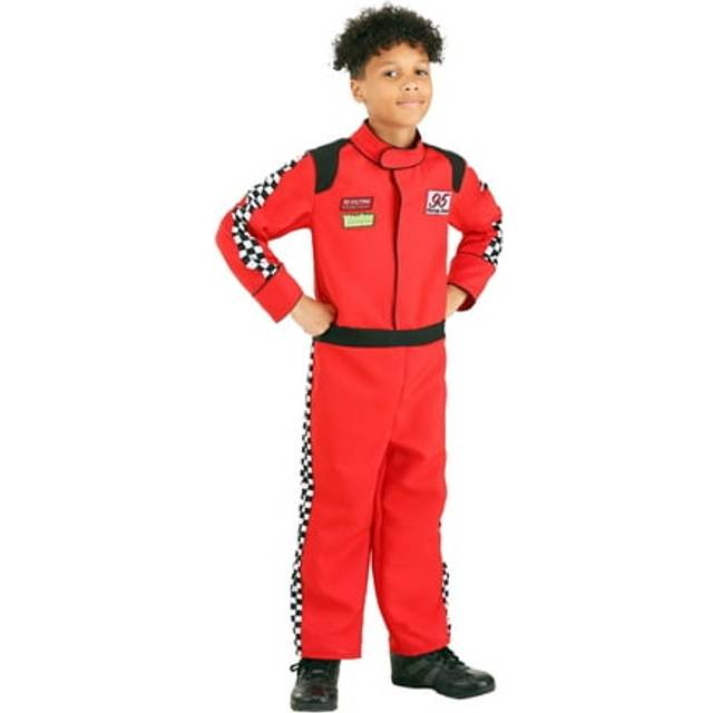 Red Racer Jumpsuit Costume for Kids | Uniform Costumes - Black&#47;Red&#47;White (XL)