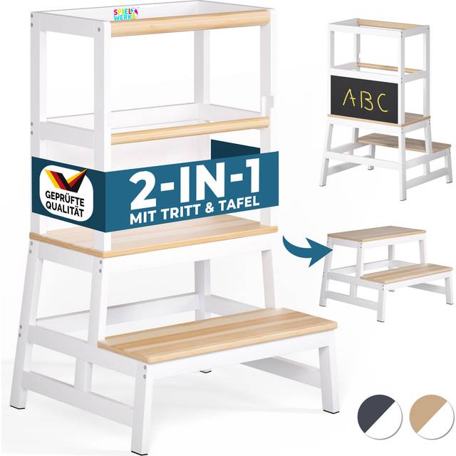 Learning tower Barn pine white adjustable 93x51x50cm