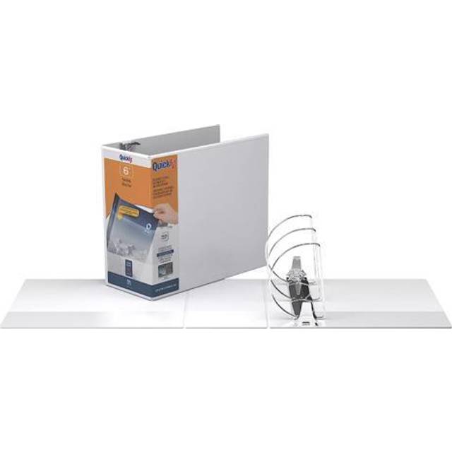 QuickFit View Binder  3-Ring Binder  Angle D Ring  6-Inch  White  Pack of 1