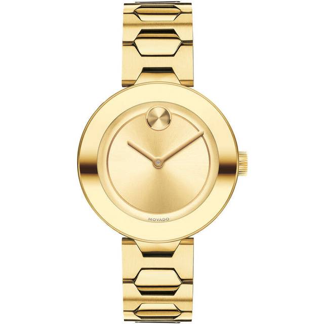 Movado kvinnors analog kvartsur med guldpläterat rostfritt stål armband 3600382, Guld, armband