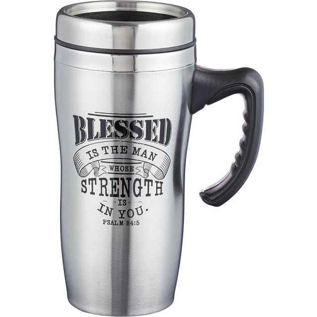 Christian Art Gifts Stainless Steel Travel Mug Double-Wall Vacuum Insulated Coffee Cup with Lid and Handle 16 oz BPA-free Lead-free Eco-Friendly Mug -