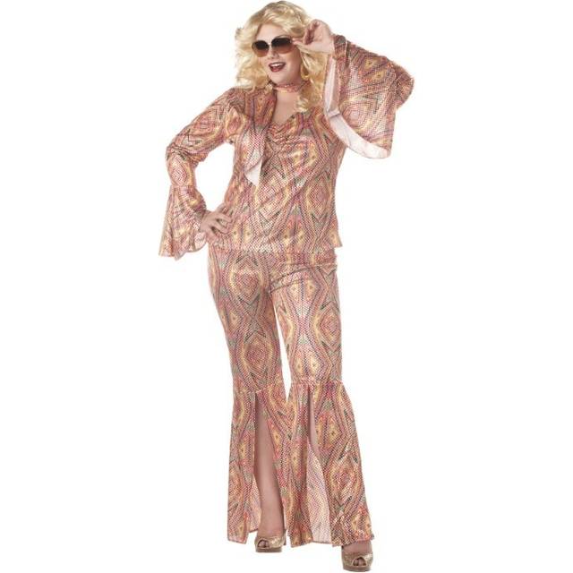 Disco Plus Size Costume for Women | Disco Costumes - Blue&#47;Pink&#47;Yellow (2X)