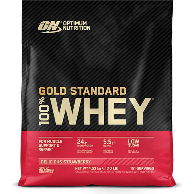 Optimum Nutrition Gold Standard 100% Whey Protein Powder For Muscle Support and Recovery Delicious Strawberry 146 Servings