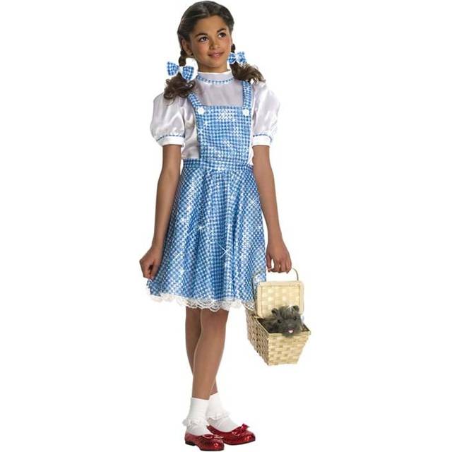 Sequin Dorothy Costume for Girls W/ Dress & Hair Ribbons - Blue&#47;White (M)