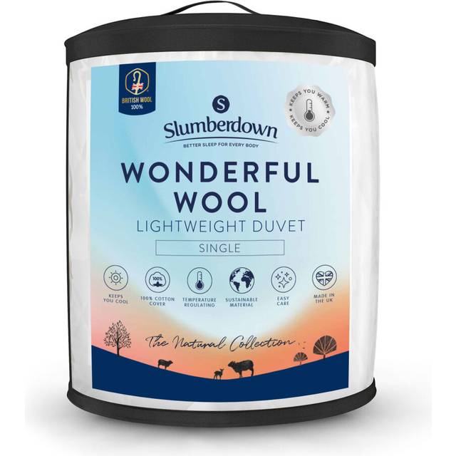 Slumberdown Wonderful Wool 7/9 tog Cotton Cover Duvet - White (Double)