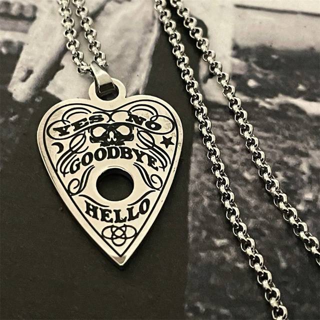 smycken i rostfritt stål - ockult häxkonst - gotisk goth - Halloween halsband - Antikt Silver (En-Storlek)