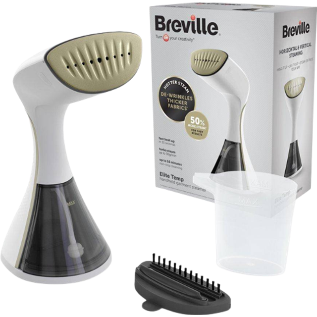 Breville EliteTEMP Handheld Garment Steamer - White & Gold - Champagne
