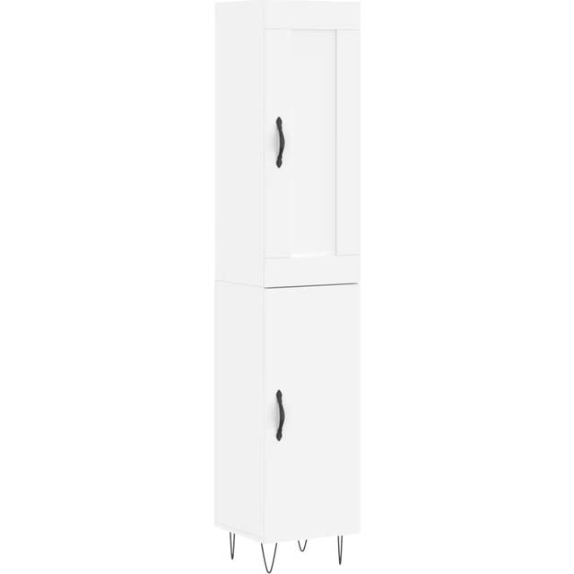 Högskåp vit 34,5x34x180 cm konstruerat trä