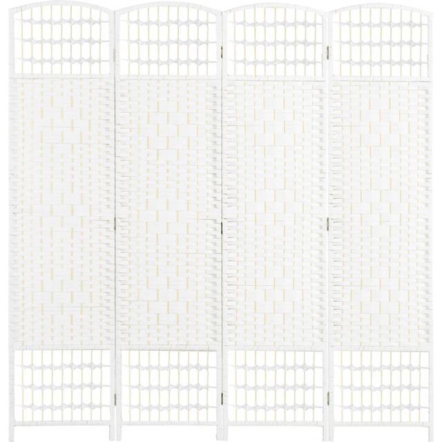 Homcom 4 Panel Folding Room Divider, Privacy Screen, Freestanding Paravent Partition Separator, Bedroom And Office, 160 X 170cm, White