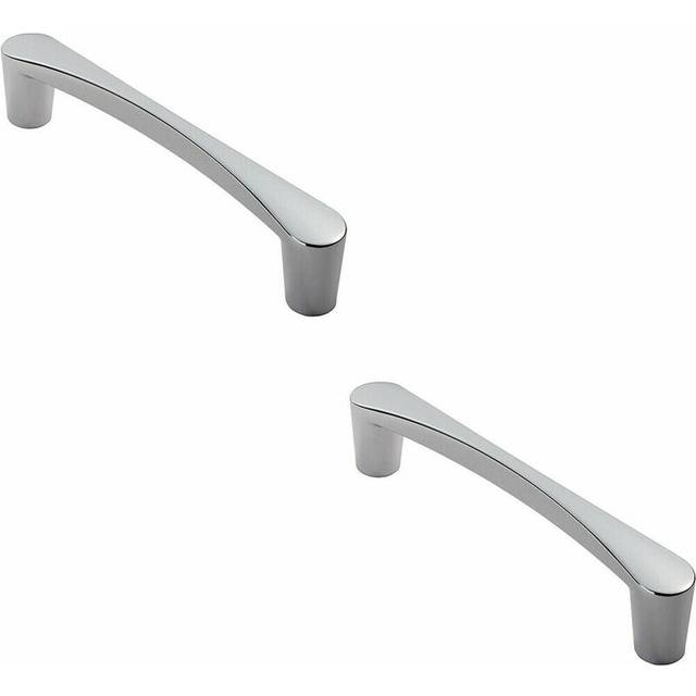 2x Curved D Shape Pull Handle 146 x 18.5mm 128mm Fixing Centres Polished Chrome