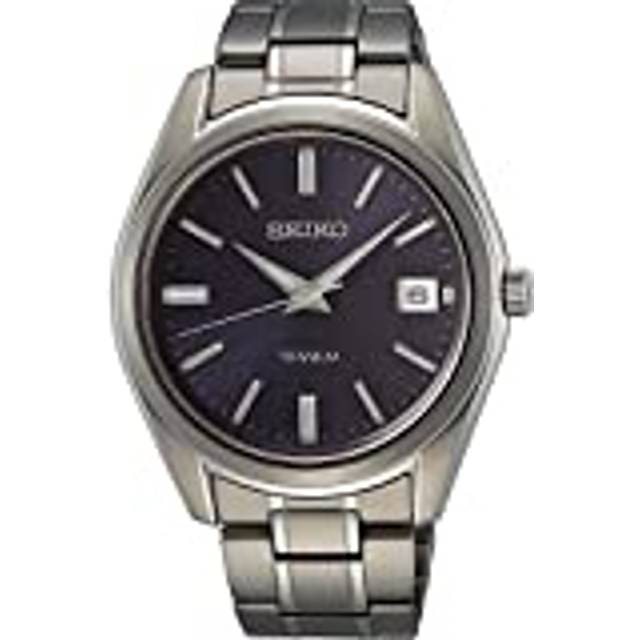 Seiko SUR373P1 Men's Titanium Quartz Watch, Blue Dial, Titanium Bracelet
