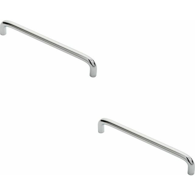 2x Round D Bar Cabinet Pull Handle 170 x 10mm 160mm Fixing Centres Chrome