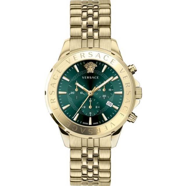 Versace, Watches, male, Yellow, ONE SIZE, Chronograph Signature Men's Watch Green Dial